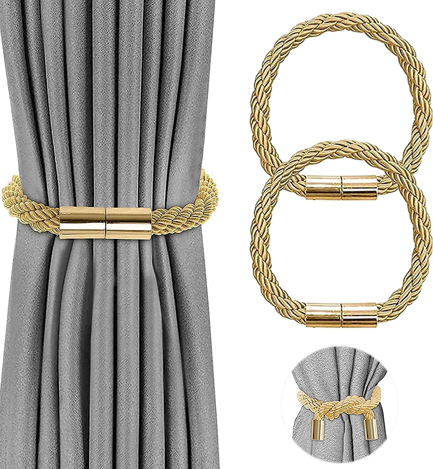 VEGCOO 2 Pack Strong Curtain Tiebacks Modern Simple Style