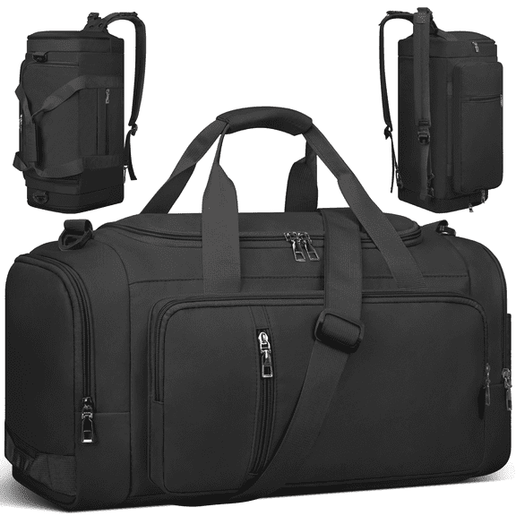 DAKOMM 40L Duffle Bag for Men & Women with Shoe Compartment & Wet Pocket, 3 In 1 Convertible Waterproof Sports Gym Bag & Travel Backpack, Weekender Overnight Bag,Carry On Weekender Bags for Men,Gray