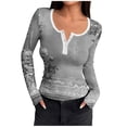 thumbnail image 3 of Sexlip Long Sleeve Shirts for Women Ribbed Knit Henley Casual Warm Printed Shirt Fall Fashion Tshirts Gray XL, 3 of 6