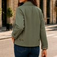 thumbnail image 2 of JUUNthy Women's Cropped Trench Jacket, Button Front Plaid Lined Lapel Collar Casual Fashion Outer Coat Light Khaki XL, 2 of 14
