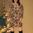 thumbnail image 2 of Lilgiuy Women Casual Loose Long Sleeve Printing Drawstring Hooded Dress Khaki Fall Dresses for 2022 Spring Winter, 2 of 5
