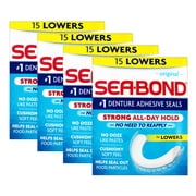 4 Pack - Sea-Bond Secure Denture Adhesive Seals, Original Lowers, Zinc-Free, All-Day-Hold, Mess-Free, 15 Count