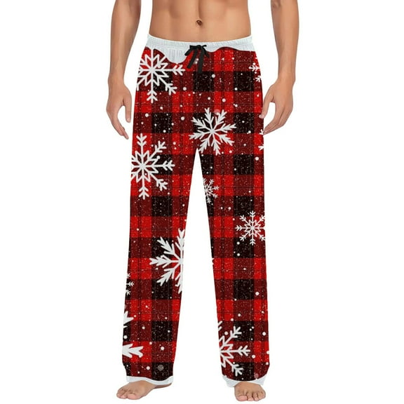 2025 Mens Christmas Casual Pants Memory Foam Pajama Pants with Drawstring Little Boy and Pockets Christmas Pants