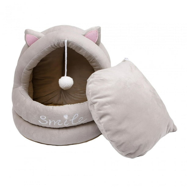 Preciosa casa para mascotas con forma de nido para gatos, cama para gatos de dibujos animados, sofá cama para gatos y pequeños Gris