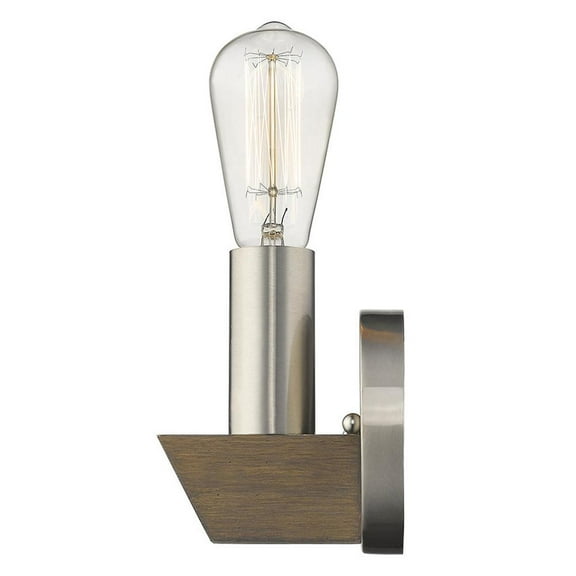 HomeRoots Silver Metal and Wood Wall Sconce