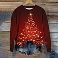 thumbnail image 4 of Lopecy-Sta Women's Christmas Tree Print Crew Neck Sweatshirt, Loose Long Sleeve Casual Holiday Pullover Top Multicolor XL, 4 of 6