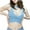 Blue, variant on Timegard Crop Tops for Women Deep V Neck Sleeveless Crisscross Drawstring Comfy Casual Knit Tank Top