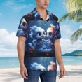 thumbnail image 2 of KLL Men's Hawaiian Shirt Short Sleeve Button Down Beach Shirts-Cute Fish Flower Couple, 2 of 5