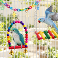 thumbnail image 3 of MRSXXNTY Bird Parakeet Toys,Swing Hanging Standing Chewing Toy Hammock Climbing Ladder Bird Cage Colorful Toys Suitable for Budgerigar, Parakeet, Conure, Cockatiel, Mynah, Love Birds, Finches, 3 of 7