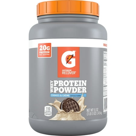 Gatorade Recover Whey Protein Powder, Cookies & Cream, 51 Oz, 1 (Womens Best Cookies And Cream Protein)