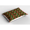 thumbnail image 2 of Ambesonne Christmas Pillow Sham 2 Pack, Tree Pines Swirl Dot, 26"x20", Dark Coral Dark Green, 2 of 3