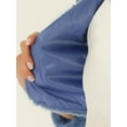 thumbnail image 5 of Abrigo de piel sintética de manga larga sin cuello, chaqueta corta con parte delantera abierta y corta para mujer Azul Polvoriento M, 5 of 5