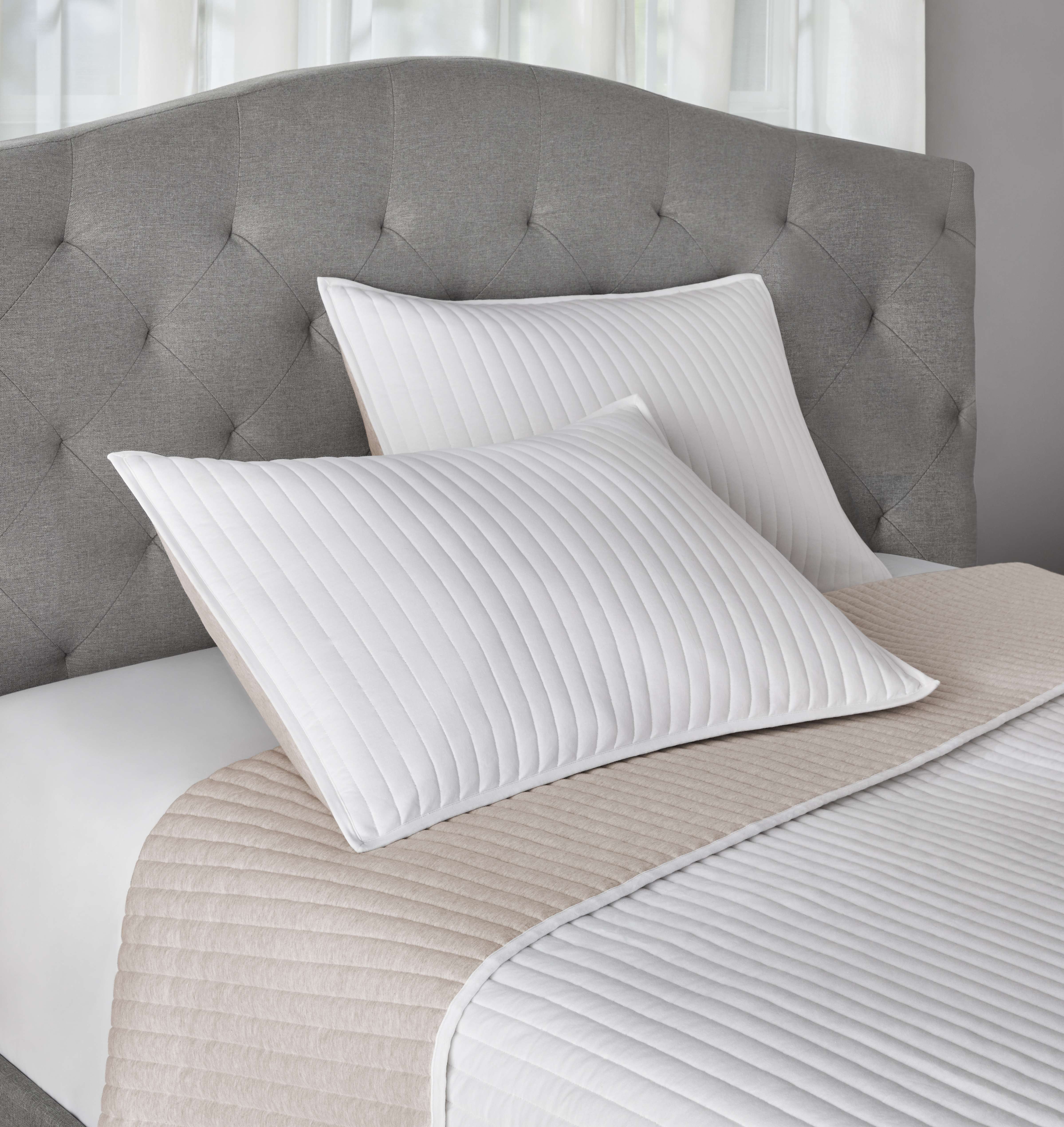 Mainstays King Pillow Sham - Off-White Soft Jersey, Cotton-Rich T-Shirt Soft Decorative Bed Sham, 2 Pack