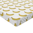 thumbnail image 2 of Ambesonne Vegetarian Fitted Sheet, Doodle Exotic Bananas, Twin XL Size, Yellow and White, 2 of 3