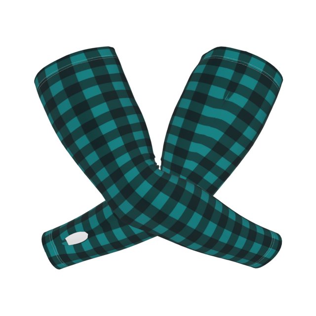 Balery Teal On Black Plaid Mangas Refrescantes para Brazos para Hombre y Mujer – Transpirables y Absorbentes de Humedad para Mujeres, Hombres y Niños