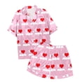 thumbnail image 5 of Children DIY Anniversary Print Pajama Set Short Sleeve Button Up Top And Shorts Set, 5 of 5