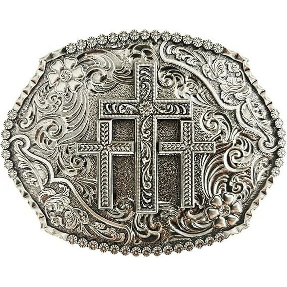 NODSUUP Men's Cross Belt Buckle with Metal Cross Design, Detachable Buckle for Jeans & Belts, Religious Christian Gift for Men (Silver) - Ideal for Everyday Wear, Christmas, Baptism.