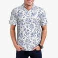 thumbnail image 2 of Balery Floral Butterfly Printed Men’s Short Sleeve Polo Shirt, Midweight Men's Shirt,Golf Polo shirts -Large, 2 of 8