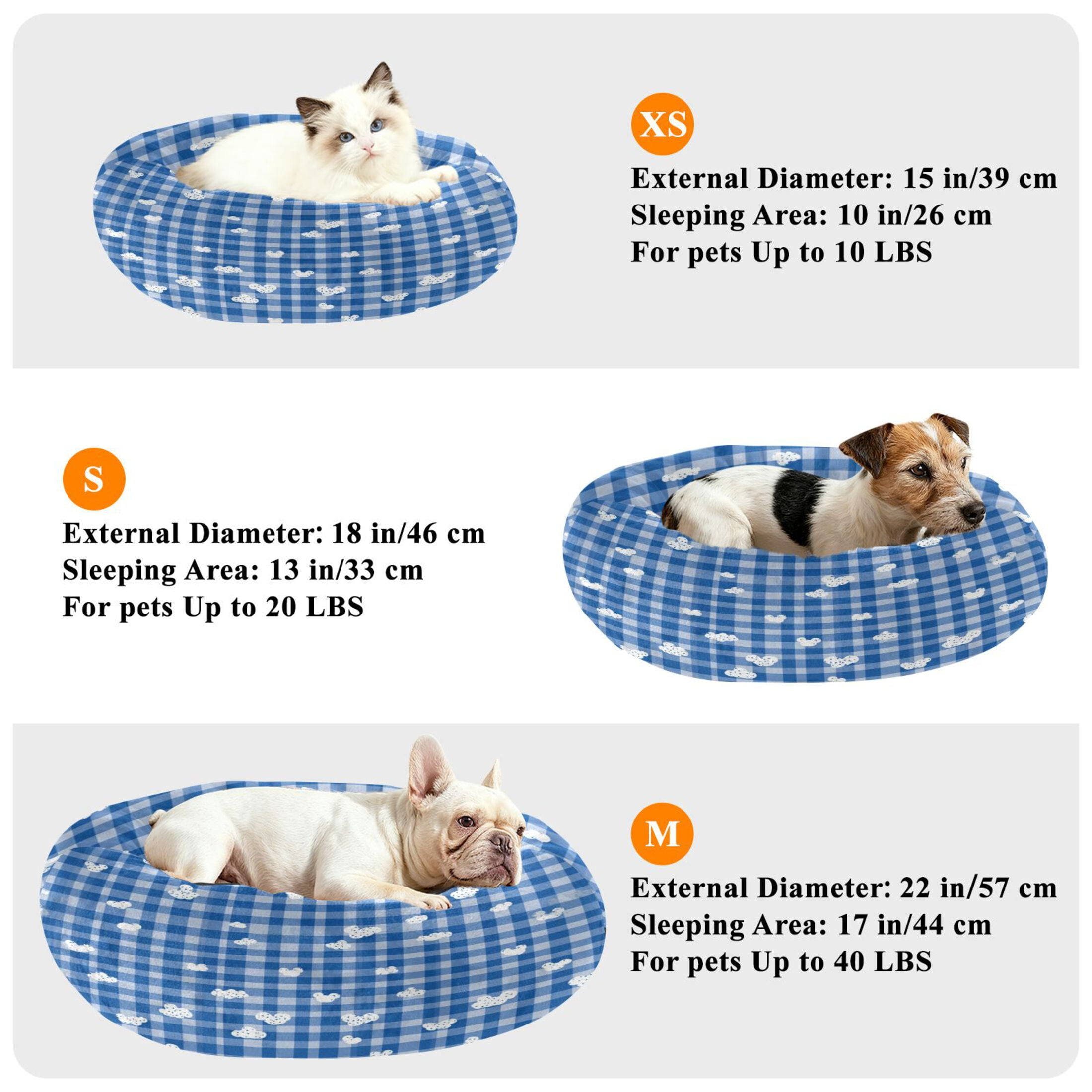 Iauyy Pet Couch Donut Cat Bed for Indoor Cats/Small Dogs Washable & Machine with Non-slip Bottom Calming Cat Furniture, The Ears Of A Mouse (M)