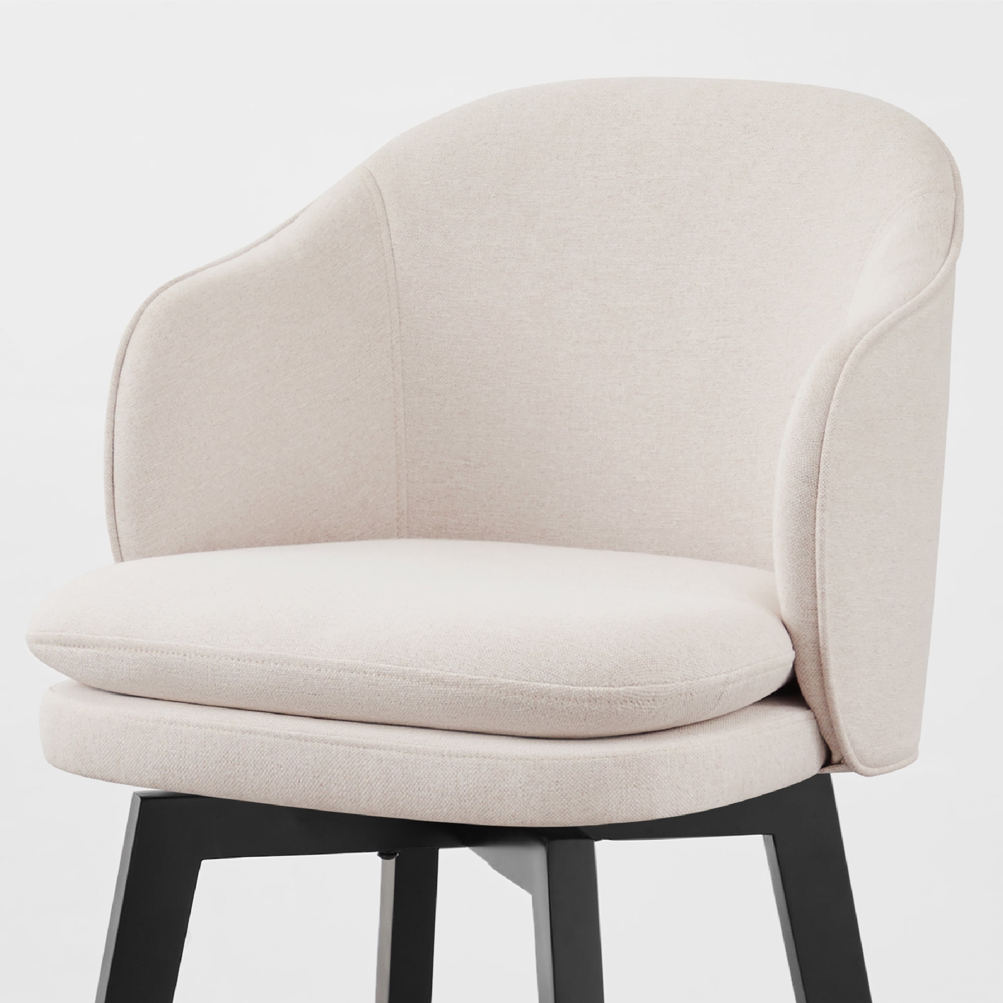 Spruce & Spring Counter Height Swivel Bar Stool with Curved Back and Arms Single, Beige, Fabric