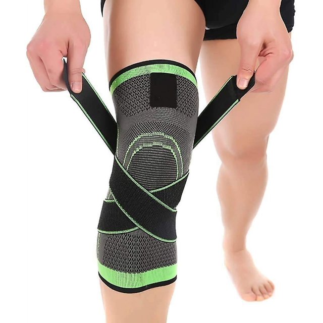 Large 1 Uds. Rodillera tejida con cinta, rodillera antideslizante para baloncesto, fútbol, Fitness, correr, caminar, con soporte para rodilleras con lazo
