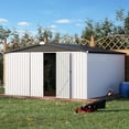 thumbnail image 6 of YODOLLA 12 x 12 ft. Outdoor Metal Storage Shed with Sliding Roof & Lockable Door in White, 6 of 6