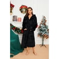 thumbnail image 3 of HEARTNICE Womens Hooded Fleece Robe, Long Fluffy Thick Warm Plush Bathrobe,(Black,L-XL), 3 of 5