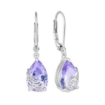 Blaniy Guardian Angel Wings Dangle Drop Earrings for Women 925 Sterling Silver Teardrop Alexandrite Leverback Earrings June Birthstone Jewelry Gifts for Her