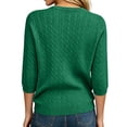 thumbnail image 4 of Women Cable 3/4 Sleeve Knit Sweaters Trendy Sweater Lightweight Crewneck Soft Pullovers,XL, 4 of 5