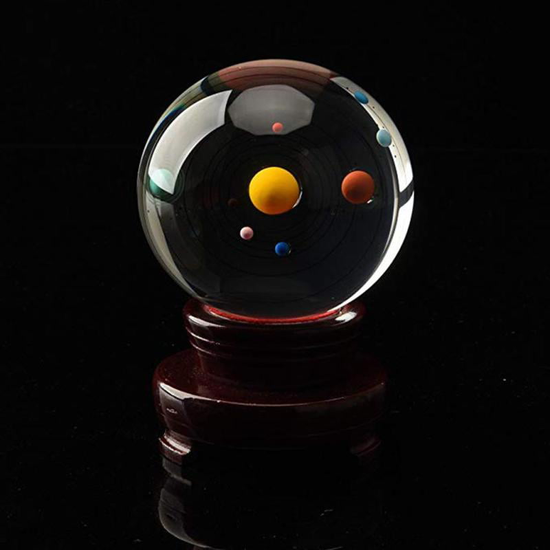 Clear Solar System Glass Crystal Ball Kids Educational Astronomy Science Toy 