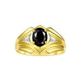 thumbnail image 1 of RYLOS Men's Rings Yellow Gold Plated Silver Rings Classic Designer Style 9X7MM Oval Gemstone &  Diamond Ring Onyx October Birthstone Rings For Men Size 13, 1 of 7