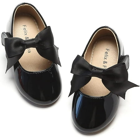 

QWZNDZGR Toddler Flower Girl Dress Shoes - Girl Ballet Flats Party School Shoes Wedding