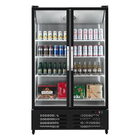 KFFKFF Commercial Merchandiser Refrigerator 2 Glass Doors 26.69 Cu ft , Display Beverage Cooler Merchandiser