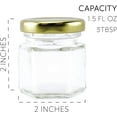 thumbnail image 4 of Cornucopia Brands Mini Hexagon Glass Jars (1.5oz, 48-Pack); Tiny Hex Jars w/ Gold Lids for Spices, Gifts, Party Favors, DIY and More, 3-Tablespoon Capacity, 4 of 6