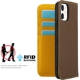 thumbnail image 2 of for iPhone 11 Wallet Case with RFID Blocking Card Slots Holder and Wrist Strap,Flip Folio Magnetic Closure,Kickstand,Genuine Leather Cover Case for iPhone 11 6.1",Brown, 2 of 16