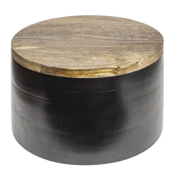 HUBERT® Round Black Mango Wood Riser - 12"Dia x 7"H