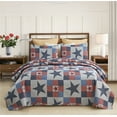 thumbnail image 1 of JML Quilt Set 3 Piece, Embossed Bedspread Bedding Set with 2 Shams, King, Navy & Red Stars, 1 of 6