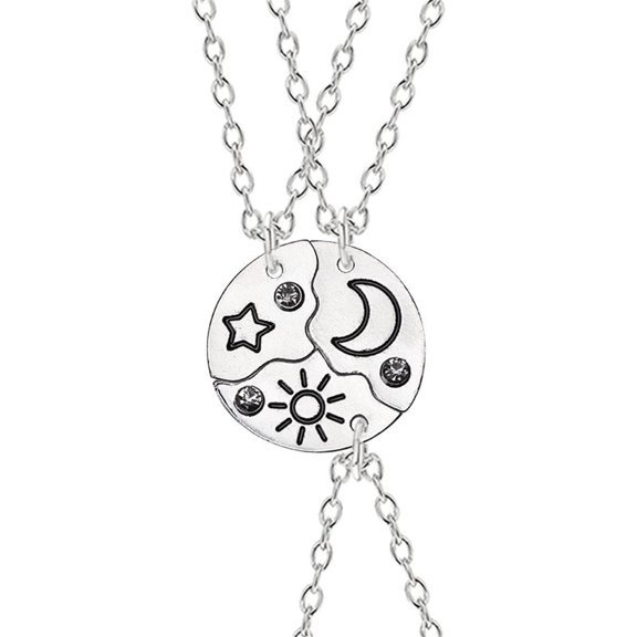 LEHOZIHEQ Necklace, For 3 Trio Sun Moon Star Friendship Puzzle Matching Necklaces, For Best Friends 3 Sisters Forever Jewelry Gifts