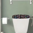 thumbnail image 2 of Renewold Dog Paw Bone Printed Toilet Tank Lid Cover with Elastic Bottom, Star Heart Pattern Splash Resistant Cover for Toilet Tank Lid, Washable Bathroom Decor, Black, 2 of 6