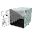 thumbnail image 3 of Floral Dog Crate Cover, Print of Oriental Style Detailed Flowers and Motifs Blossoming Naturally, Easy to Use Pet Kennel Cover for Dogs, 35" x 23" x 27", Champagne Pale Blue, by Ambesonne, 3 of 6
