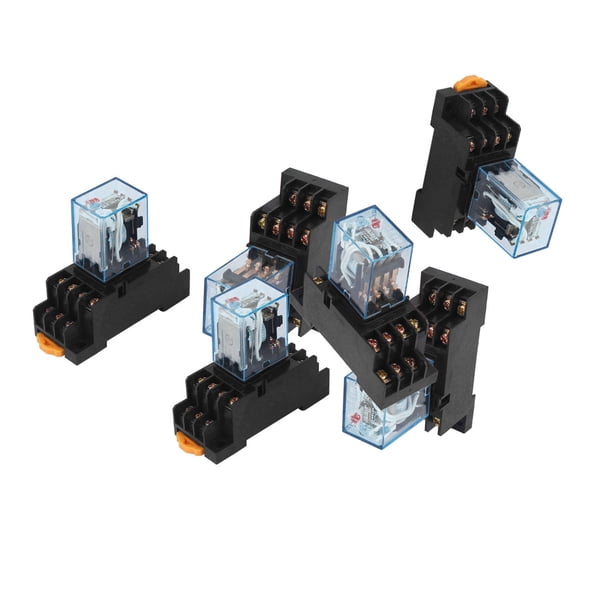 6 pcs AC 110V Relé de la bobina de alimentación HH54PL 14pin con Base ...