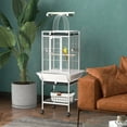 thumbnail image 2 of PawHut 61.5 Inch Bird Cage Parakeet House for Cockatiel with Stand, White, 2 of 10