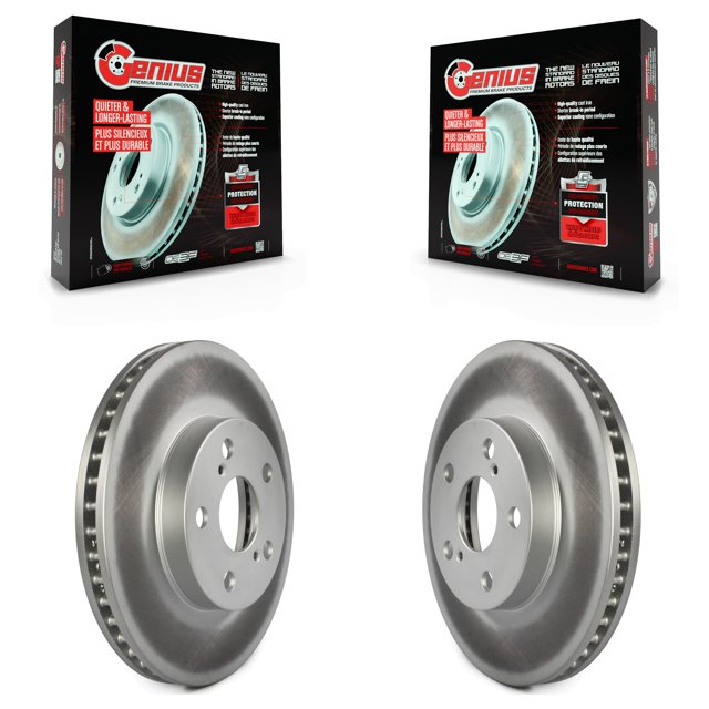 Genius Front Coated Disc Brake Rotors Pair for Car Toyota Prius Lexus CT200h Plug-In KG-100310