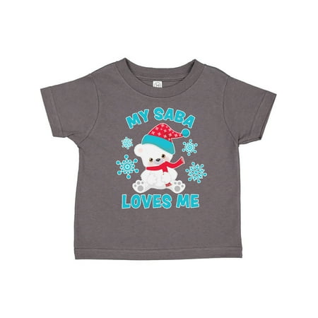 

Inktastic Polar Bear My Saba Loves Me in Santa Hat with Snowflakes Gift Toddler Boy or Toddler Girl T-Shirt