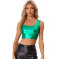 thumbnail image 1 of Disfraz de navidad Chaleco Con Cuello En U Para Mujer, Sin Mangas, Para Fiesta, Clubwear, Camiseta Corta Metálica Brillante Verde XS, 1 of 6