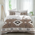 thumbnail image 2 of Brown Boho Duvet Cover Set, Farmhouse Aztec Southwest Ethnic Geometric Soft Duvet Cover Full Size Bedding Set 4 Pieces, 1 Quiltcover and 2 Pillowcases with Zipper, 1 Bed Sheet for All Seasons, 2 of 9