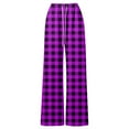 thumbnail image 4 of Arlun Plaid Wide Leg Pants for Women Elastic High Waist Drawstring Loose Trousers Checkered Printed Baggy Lightweight Long Pant with Pockets Casual Comfort Fashion Clothes Purple XL, 4 of 5