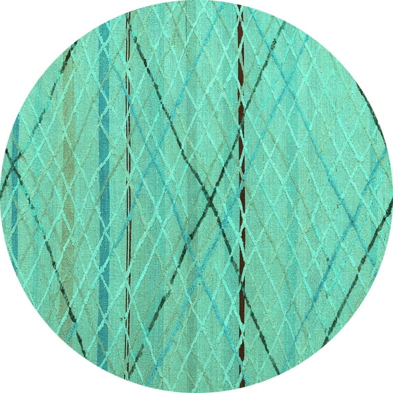 Ahgly Company Indoor Round Abstract Turquoise Blue Modern Area Rugs, 8' Round