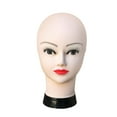 thumbnail image 3 of Modelo de exhibición de peluca de cabeza de maniquí femenino calvo con exhibición de sombrero de pestañas y labios rojo verde, 3 of 8