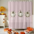 thumbnail image 3 of Shower Curtains for Bathroom-60"x72",Watercolor White Pumpkin Waterproof Bath Curtain Grommet Shower Curtain Set with Hooks, 3 of 6